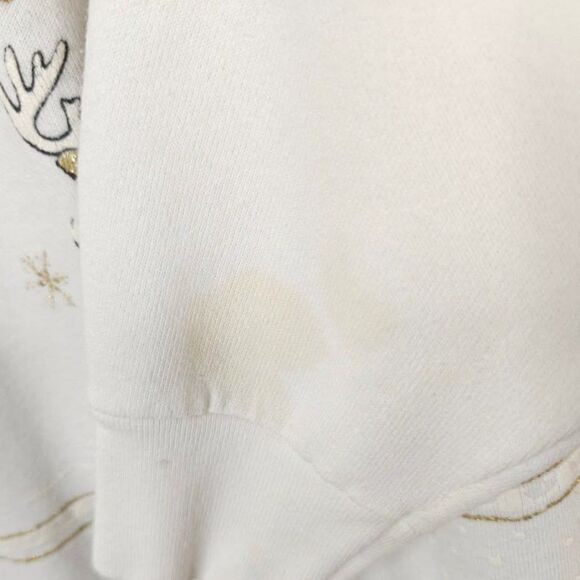 Christmas Sweatshirt Mens Size Large Vintage 90s Santa Claus Reindeer Houses - Picture 5 of 8